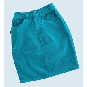Vintage SASSON Turquoise Denim Jean Skirt 80s / 90s Size 24